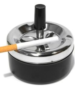 Smoke-King | Spinner Ashtray Chrome & Black | 9cm